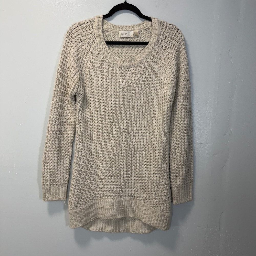 RD Style Oatmeal Beige Waffle Knit Tunic Sweater 645333S Womens Small Cozy Boho